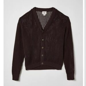URBAN OUTFITTERS BDG Beach Cardigan Dark Brown Sz Medium NWOT V-neck Open Knit